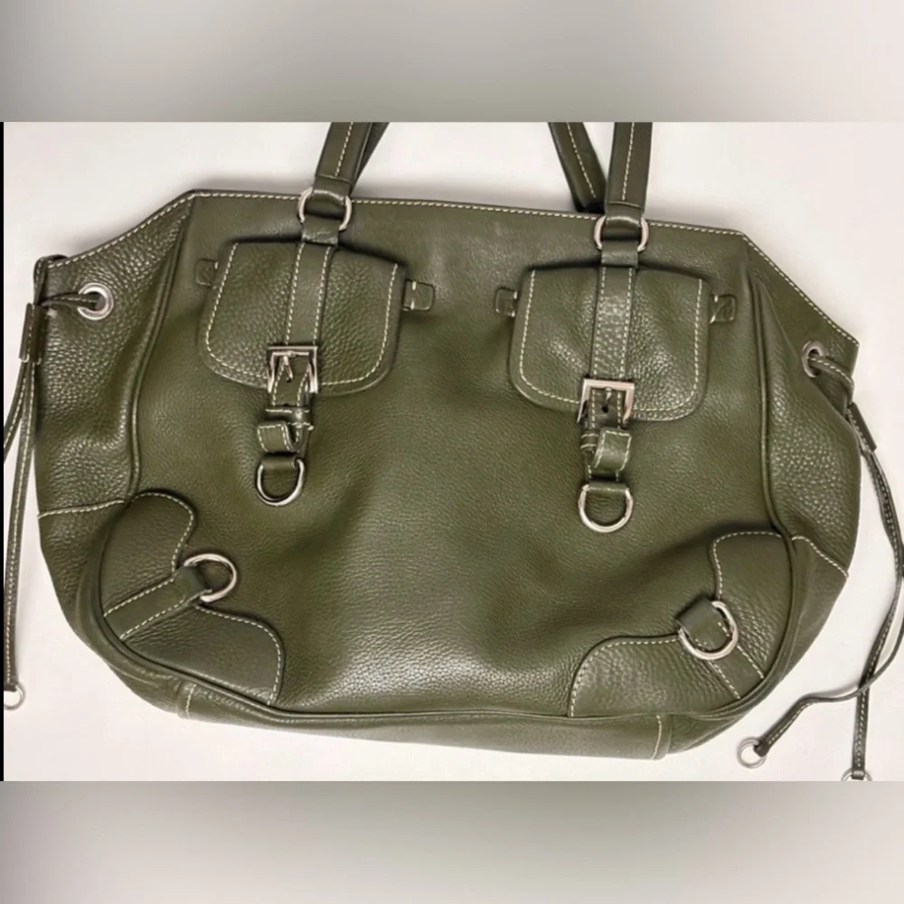 Prada Vitello Daino Olive Green Leather Tote — Silver Hardware • Like New - Picture 6 of 9